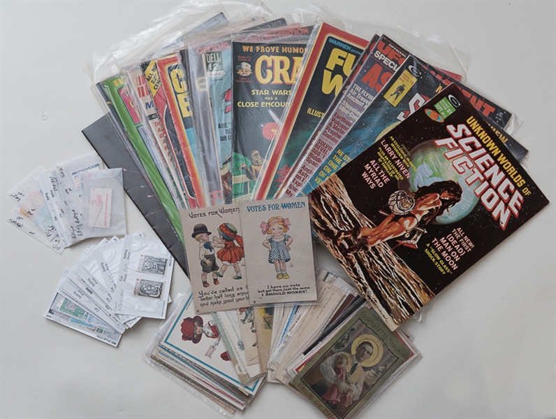 Sport & Non-Sport Grouping of Stamps, Postcards, Programs, Strip Cards, More!
