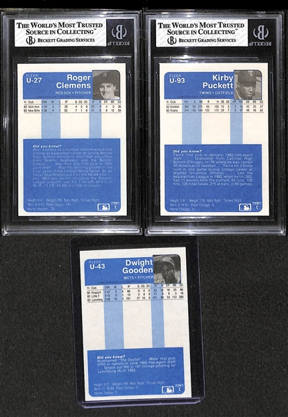 1984 Fleer Update Set w. Puckett & Clemens Rookie Cards - Both BVG 7.5