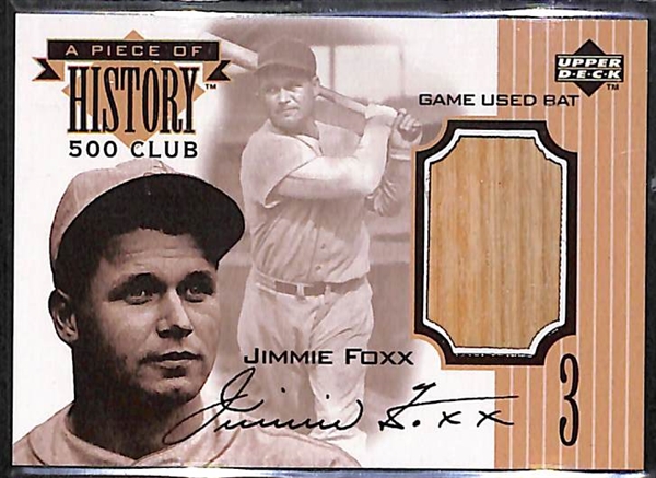 1999 Upper Deck A Piece Of History '500 Club' Jimmie Foxx Bat Relic Card - RARE EARLY GAME-USED BAT RELIC