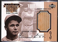 1999 Upper Deck A Piece Of History 500 Club Jimmie Foxx Bat Relic Card - RARE EARLY GAME-USED BAT RELIC