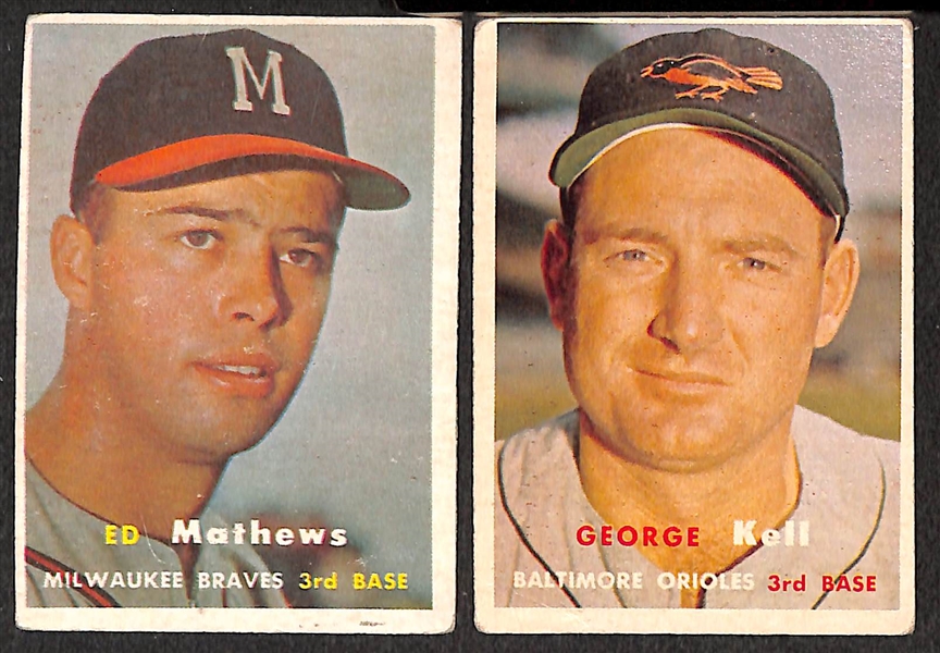 Lot of 164 Different 1957 Topps Baseball Cards w. Mathews