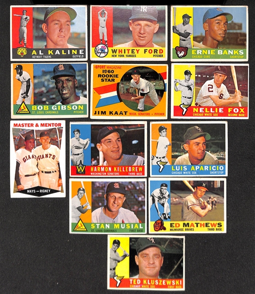 Lot 260 Different 1960 Topps Baseball Cards w. Stars