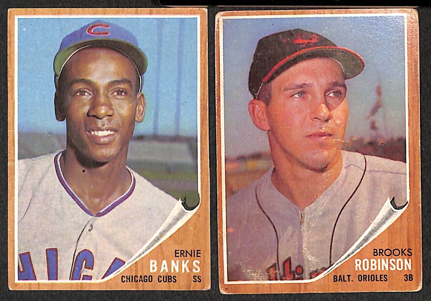 Lot of 351 Different 1962 Topps Baseball Cards w. Ernie Banks