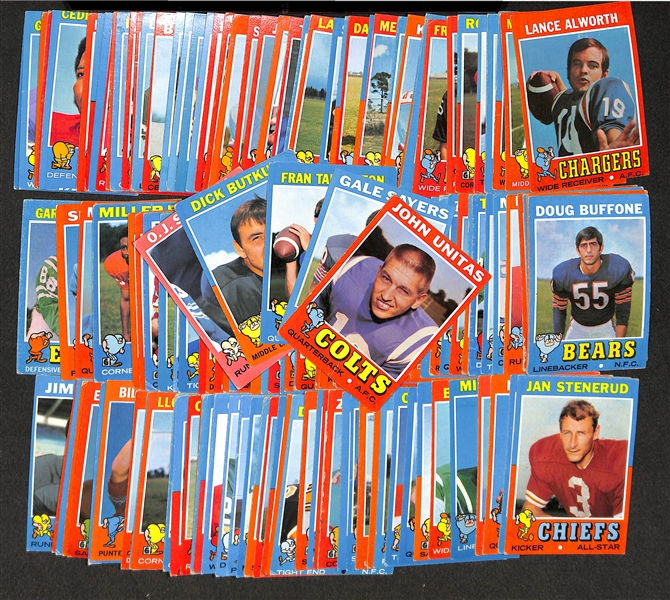 Lot of 150 Different 1971 Topps Football Cards w. Stars