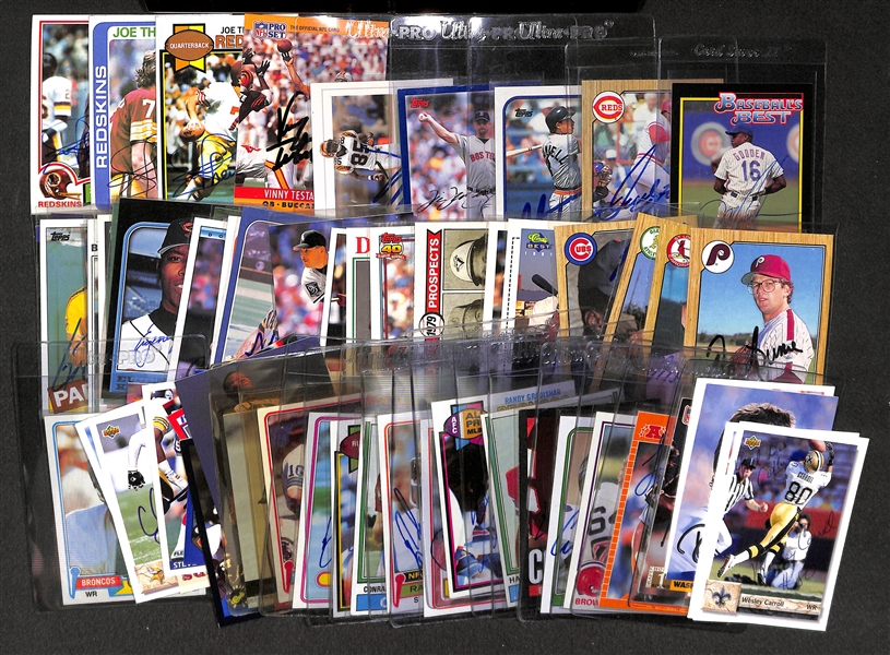 Lot Of 67 Baseball & Football Signed Cards w. Theismann