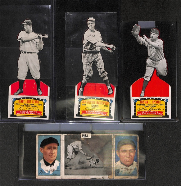 Set of 3 - 1951 Major League Connie Mack's All Stars - Gehrig, Mathewson, Speaker - & 1912 Hassan Triple Folder