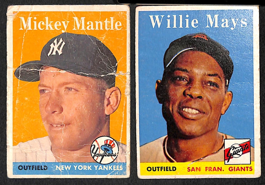 Lot of 14 - 1958 Topps Baseball Cards w. Mickey Mantle