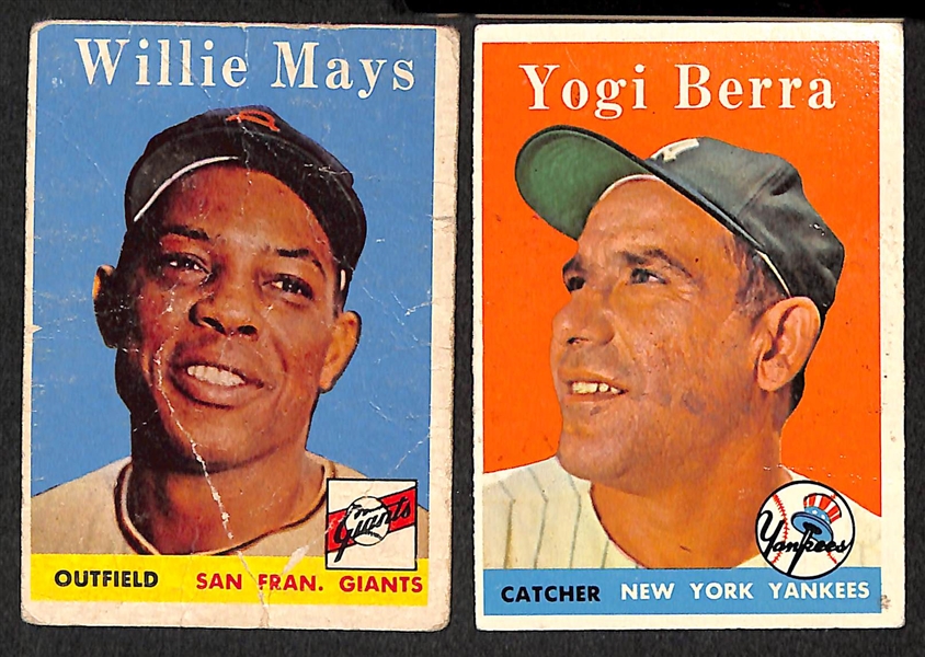 Lot of 14 - 1958 Topps Baseball Cards w. Yogi Berra