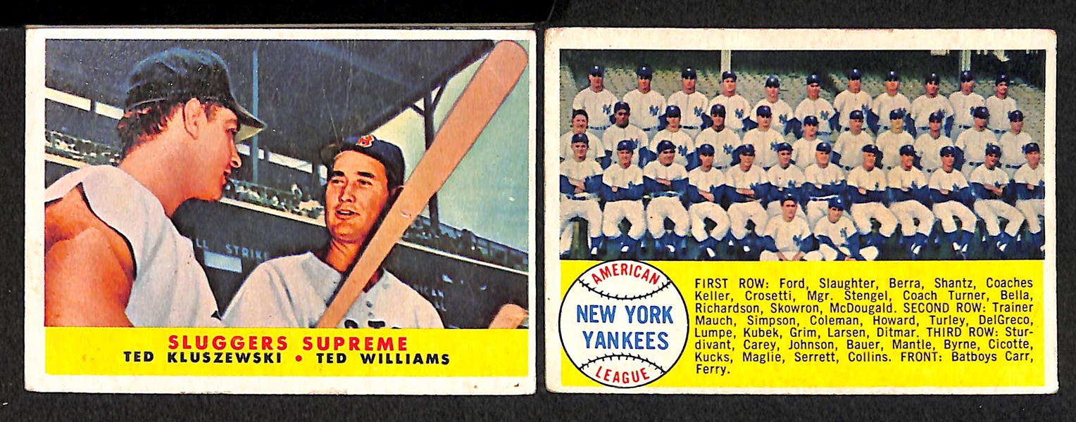 Lot of 14 - 1958 Topps Baseball Cards w. Ted Williams All Star Card