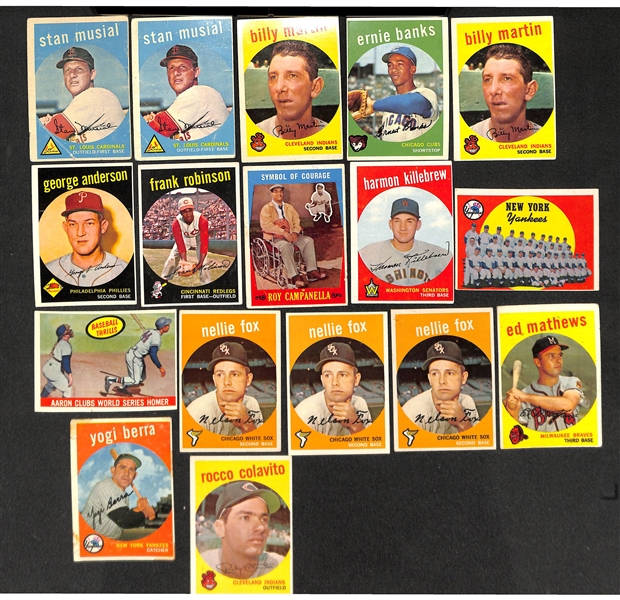 Lot of 17 - 1959 Topps Baseball Cards w. Stan Musial x2