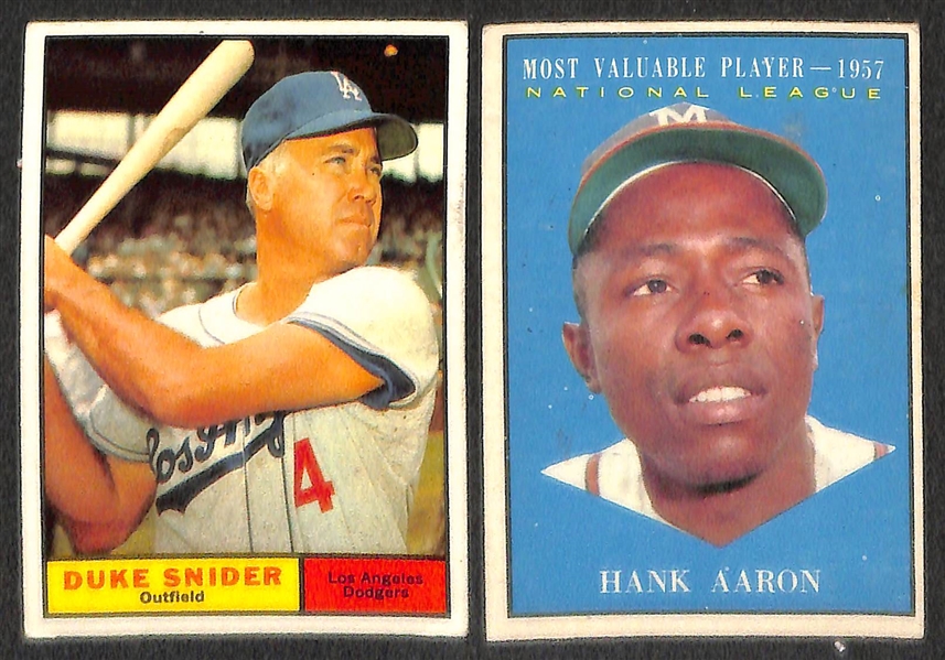  Lot of 12 - 1961-62 Topps Baseball Cards w. Mantle MVP