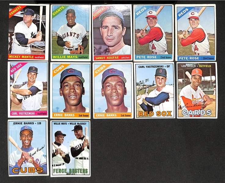 Lot of 12 - 1966-67 Topps Baseball Cards w. Mickey Mantle