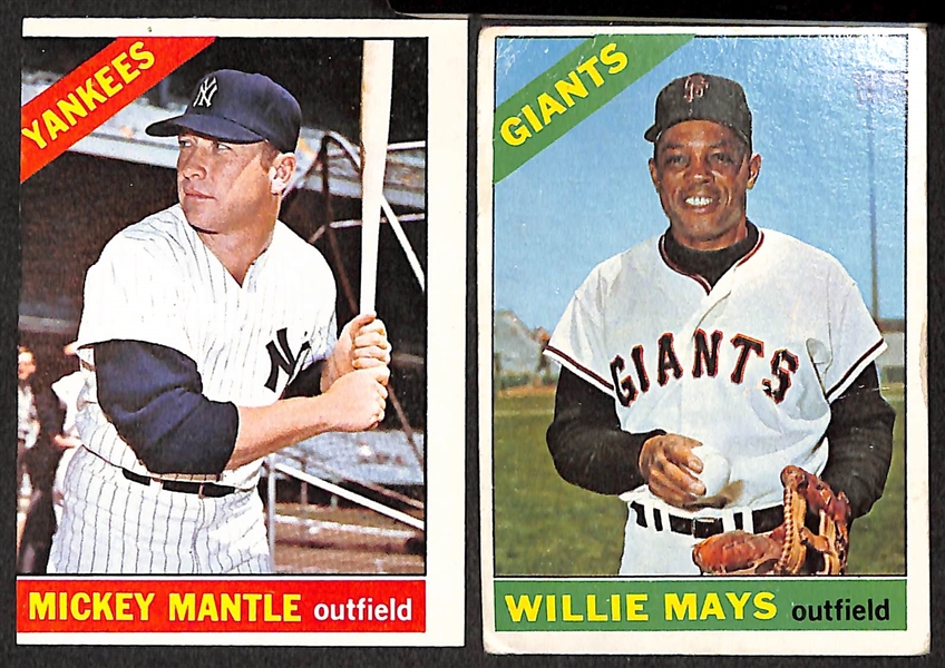 Lot of 12 - 1966-67 Topps Baseball Cards w. Mickey Mantle