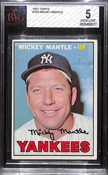 1967 Topps Mickey Mantle (#150) Graded BVG 5 EX