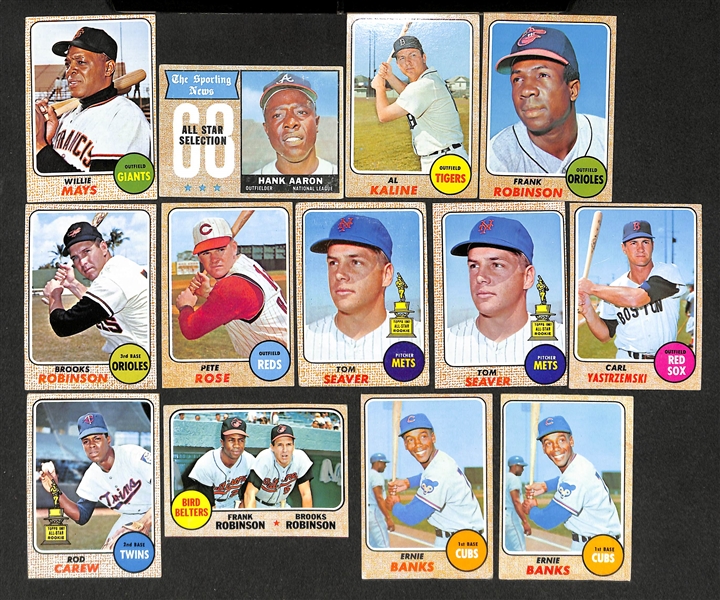 Lot of 13 - 1968 Topps Baseball Cards w. Mays