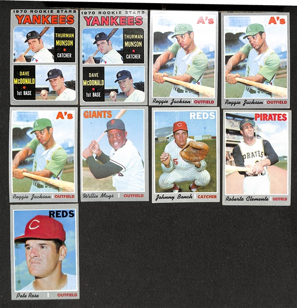 Lot of 9 - 1970 Topps Baseball Cards w. Munson Rookie Card x2