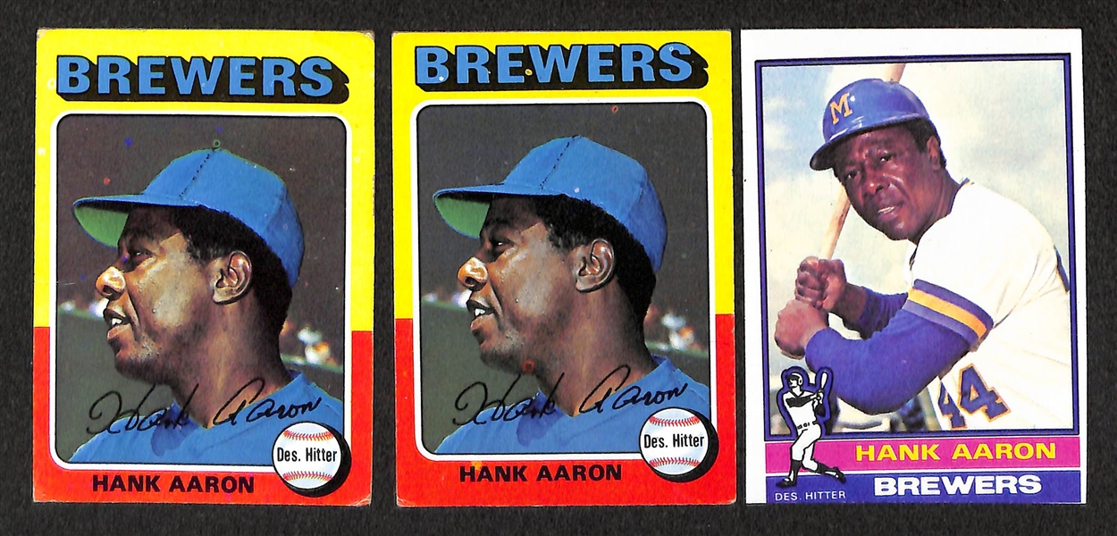 Lot of 16 Topps Hank Aaron Baseball Cards from 1971-1976
