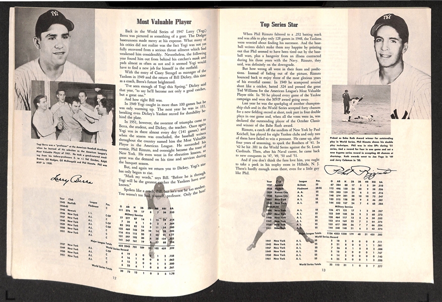 1952 Yankees Sketch Book - Includes a Dedication to the 1951 World Series & the Retiring Joe DiMaggio