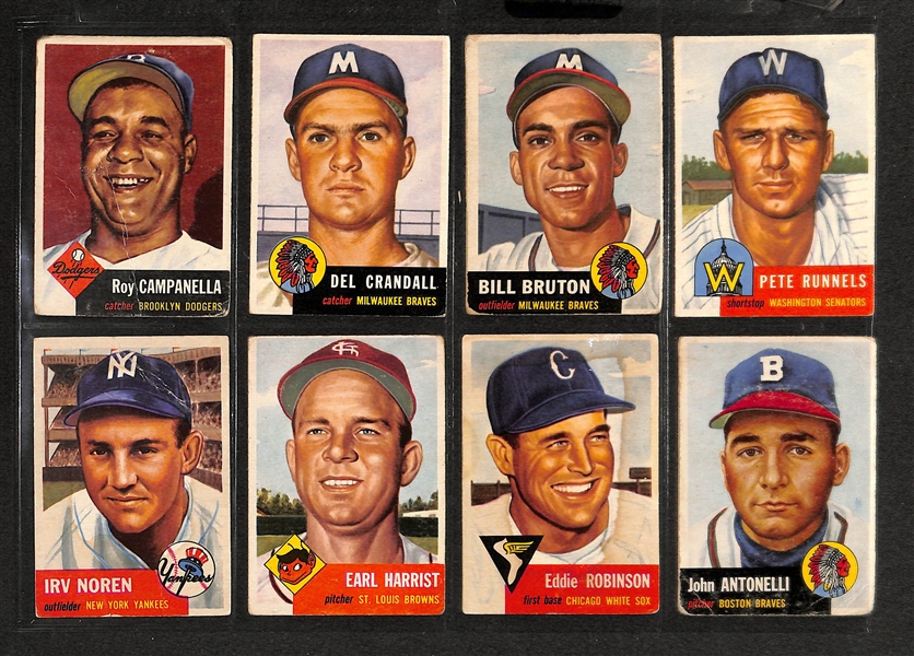 Lot of 83 - 1953 & 1954 Topps Baseball Cards w. Roy Campanella