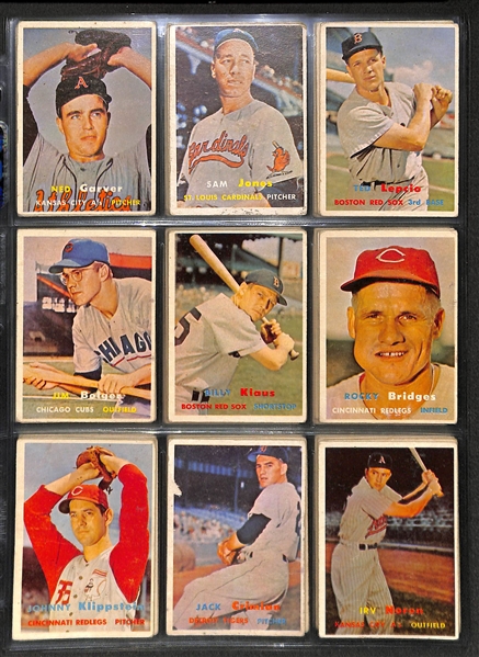 Lot of 60 Different 1957 Topps Mid-Series Cards w. Jim Bunning Rookie Card