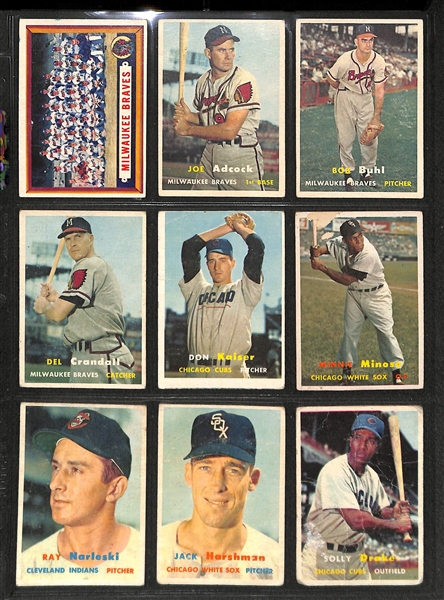 Lot of 108 - 1957 Topps Baseball Cards w. Warren Spahn