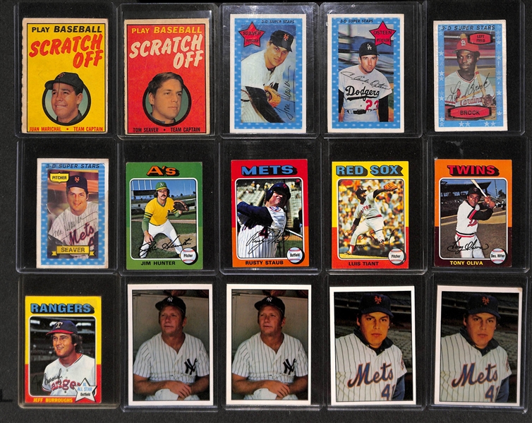 1969-1977 Baseball Card Lot w. 1977 Dairy Aisle Disc Set