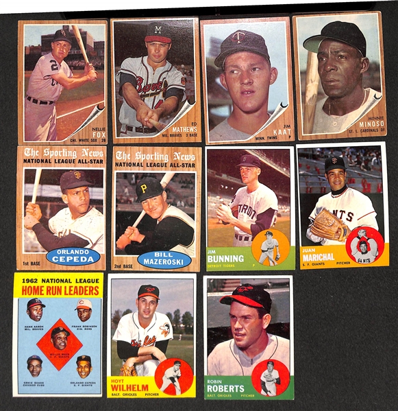 Approx. 170 Assorted 1962-63 Topps Baseball Cards w. Minor Stars