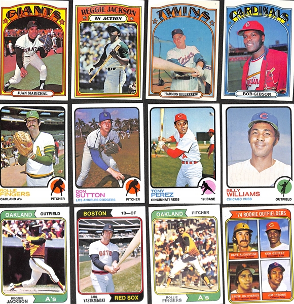 Approx. 525 Assorted 1972-1974 Topps Baseball Cards w. Minor Stars