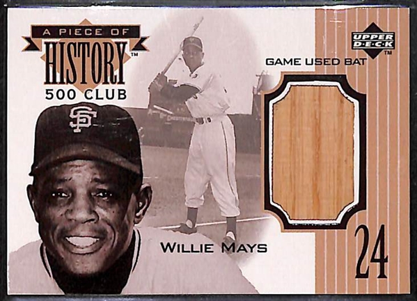 1999 Upper Deck A Piece Of History '500 Club' Willie Mays Bat Relic Card - RARE EARLY GAME-USED BAT RELIC