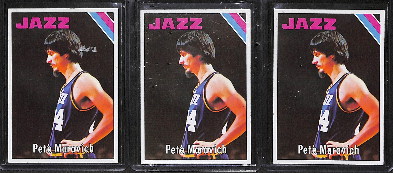 Lot of 44 Assorted 1975-76 Topps Basketball Star Cards w. (7) Maravich Cards