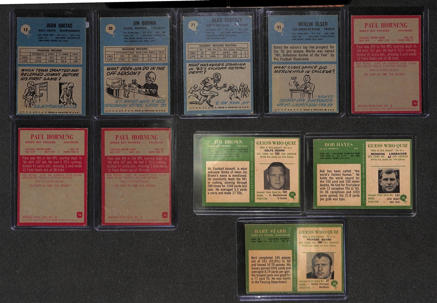 Lot of 10 - 1964-1966 Philadelphia Football Star Cards w. Johnny Unitas
