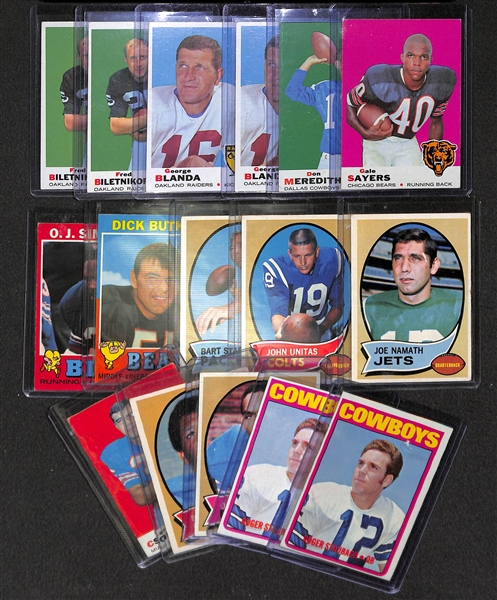 Lot of 16 - 1969-1972 Topps Football Star Cards w. 2 - Staubach Rookie Cards