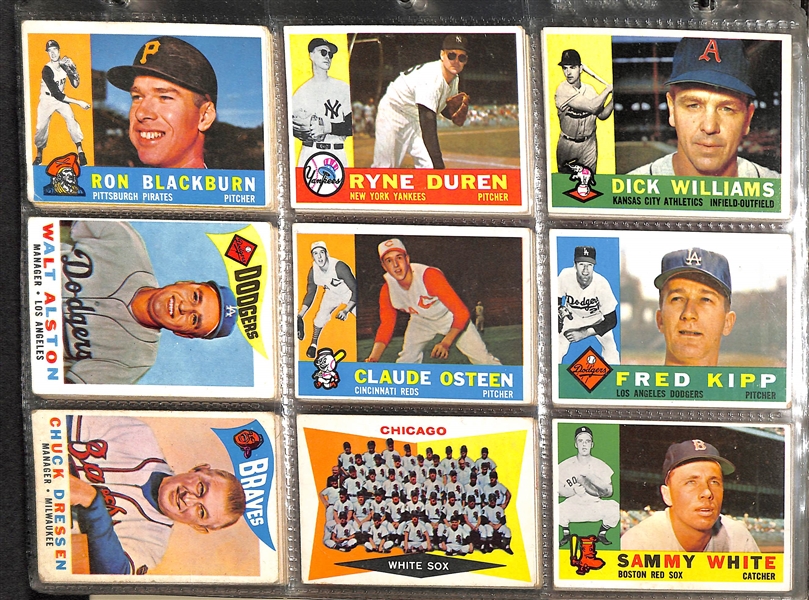 Lot of 375 Assorted 1960 Topps Baseball Cards w. Koufax