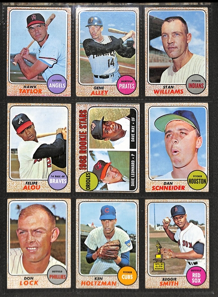 Lot of 390 Different 1968 Topps Baseball Cards w. Clemente & Mantle