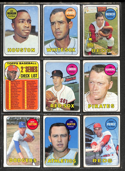 Lot of 494 Different 1969 Topps Baseball Cards w. Ryan (Partial Set)