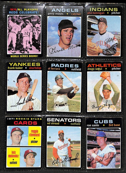 Lot of 343 Different 1971 Topps Baseball Cards w. Munson