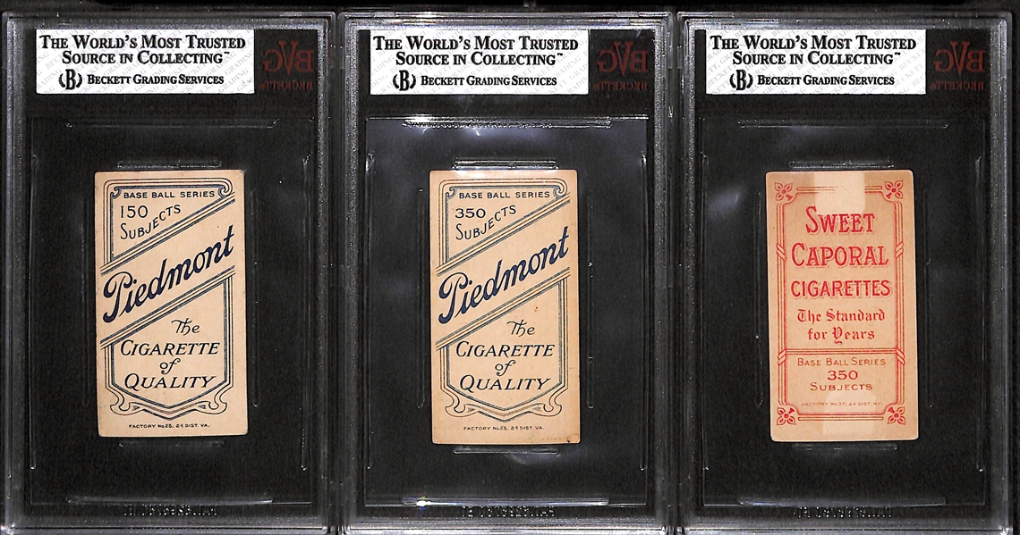Lot of 3 NY Giants 1909-11 T206 Cards -Buck Herzog (BVG 3.5), Chief Myers (BVG 3.5), Art Fletcher (BVG 1.5)