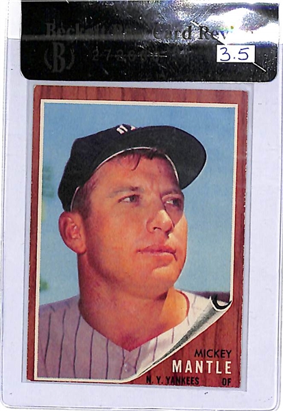 Two Card Mickey Mantle Lot: 1958 WS Batting Foes (BVG 4.5) and 1962 Topps #200 (BVG 3.5)