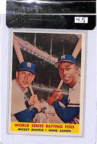 Two Card Mickey Mantle Lot: 1958 WS Batting Foes (BVG 4.5) and 1962 Topps #200 (BVG 3.5)