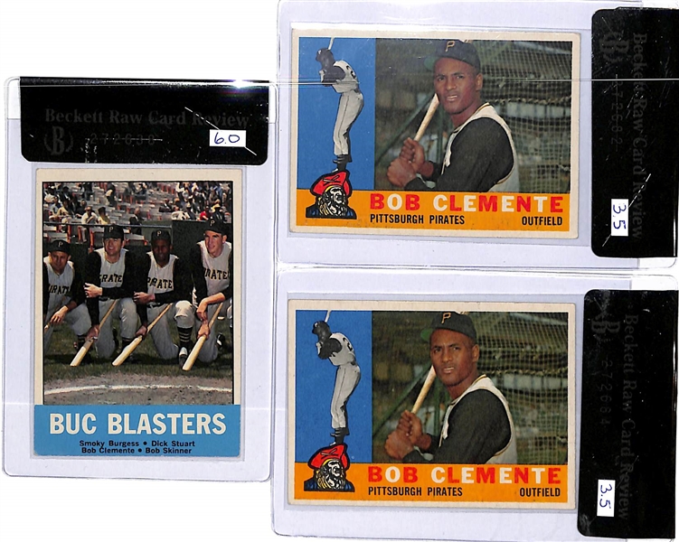 Lot of (5) 1950s & 1960s Roberto Clemente Cards - All Beckett Raw Graded