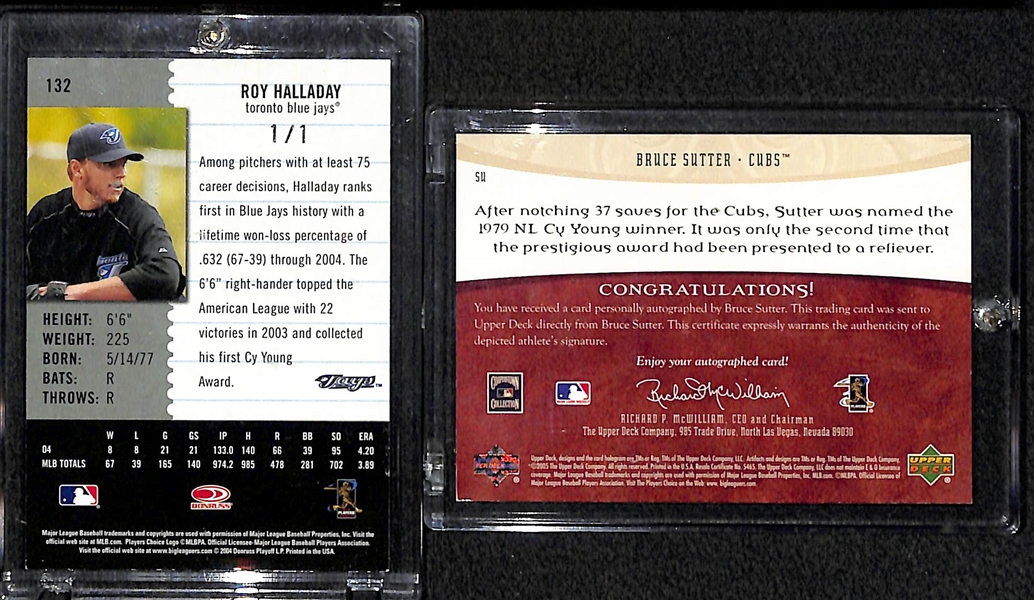 Roy Halladay & Bruce Sutter 1/1 Autograph Cards