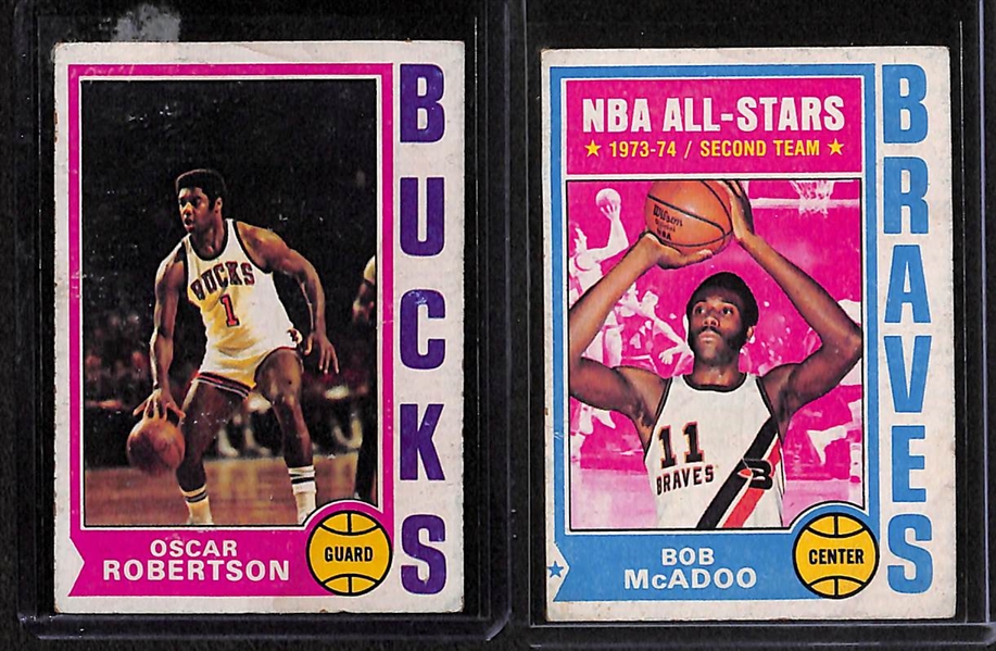 6 - 1974-1975 Topps & 3 - 1978-79 Topps Basketball Cards w. Chamberlain & Erving