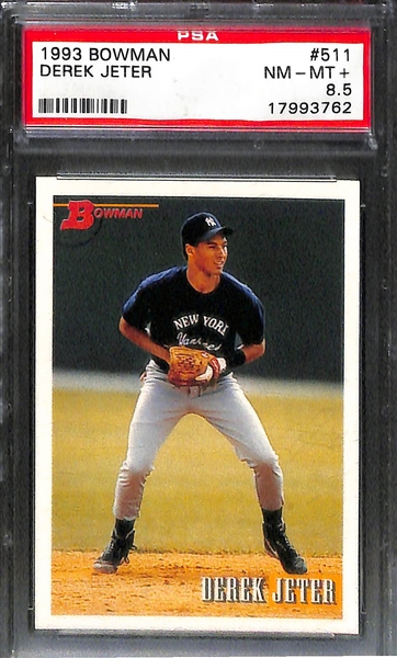 Lot of 9 1993 Derek Jeter Graded Rookie & Base Cards Including 1993 Select #360 PSA 10 Gem Mint