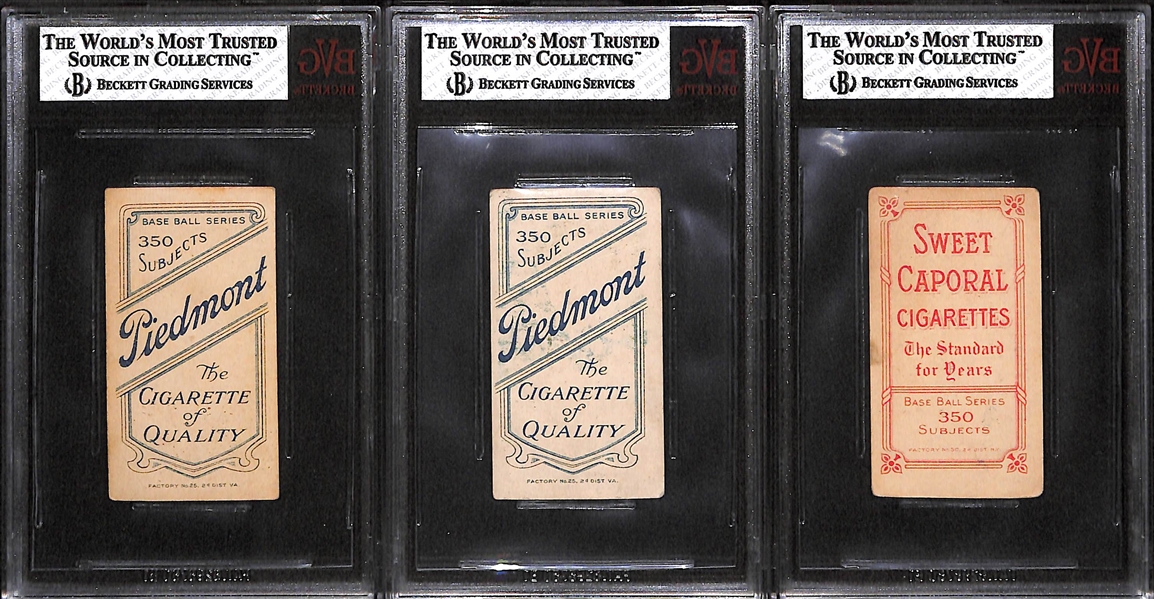 Lot of 3 Washington Senators 1909-11 T206 Cards - Bob Groom (BVG 3.5), Gabby Street (BVG 3.0), George McBride (BVG 3.0)