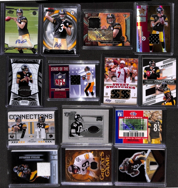 Lot Of 32 Steelers Autograph & Relic Cards w. Bradshaw