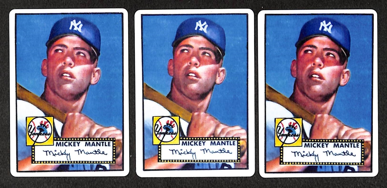 Lot of 3 Topps Licensed Porcelain Mickey Mantle 1952 Topps Cards (w/ original boxes)