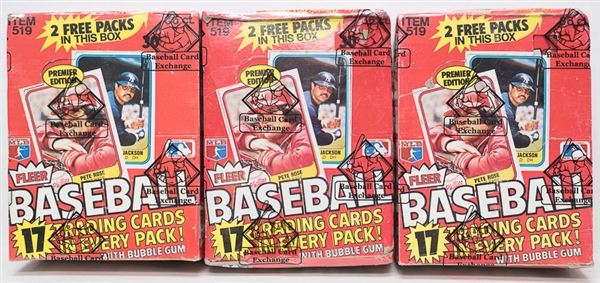 Lot of (3) Unopened 1981 Fleer Baseball Wax Boxes (3 Boxes w/ 38 Wax Packs Per Box) - Sealed By Baseball Card Exchange