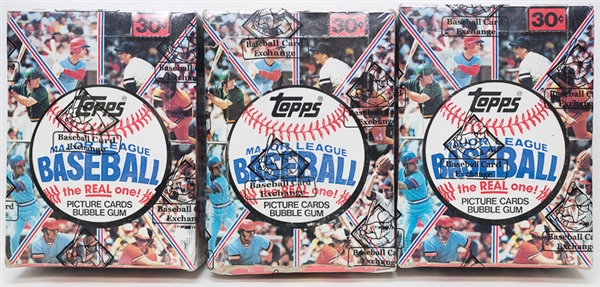 Lot of (3) Unopened 1981 Topps Baseball Wax Boxes (3 Boxes w/ 36 Wax Packs Per Box) - Sealed By BBCE