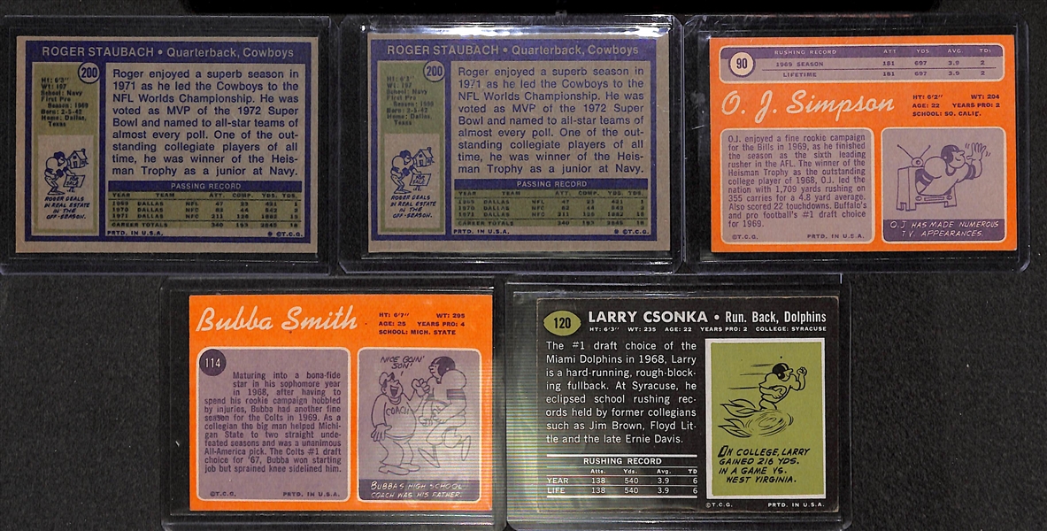 Lot of 16 - 1969-1972 Topps Football Star Cards w. 2 - Staubach Rookie Cards