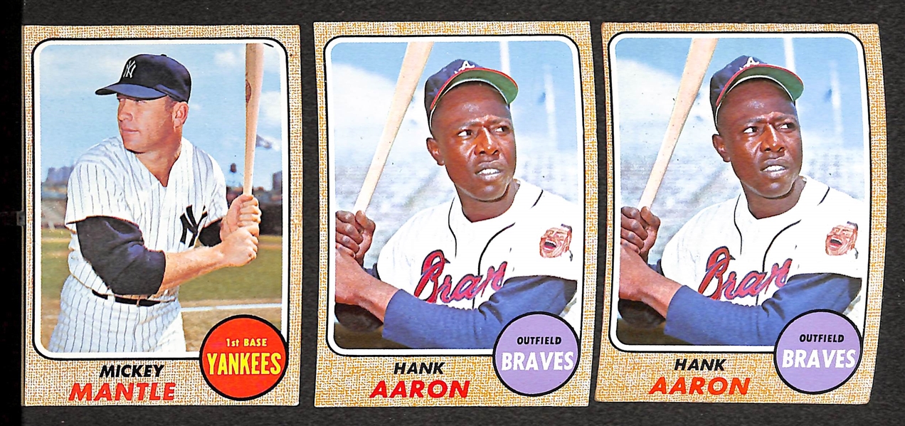 HUGE 1968 Topps Baseball Card Lot - Over 1,500 Cards inc. Mantle, Aaron, Clemente